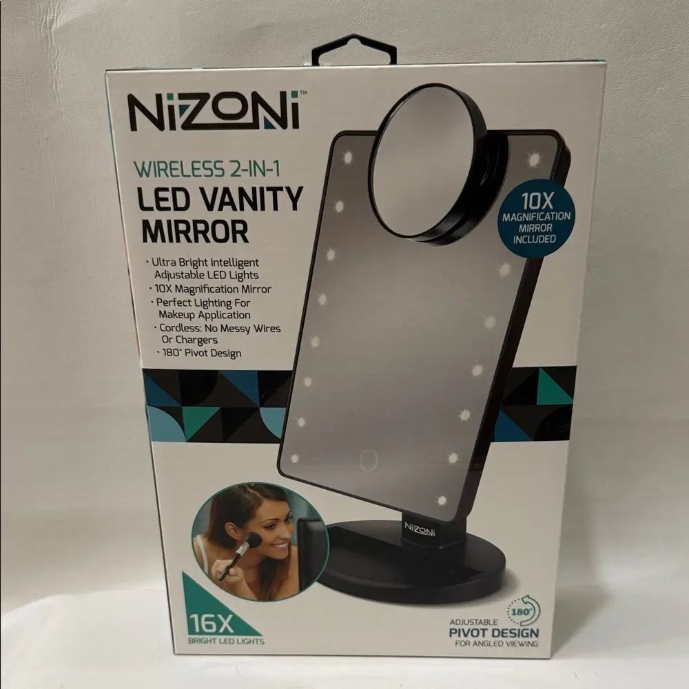 Nixon Black Wireless LED 2 In 1 Vanity Mirror 16 X Bright Lights Adjustable New